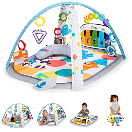 Baby Einstein 4-in-1 Kicking’ Tunes Music and Language Play Gym and Piano Tummy Time Activity Mat