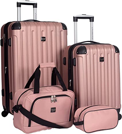 Travelers Club Midtown Hard side 4-Piece Luggage Travel Set, Rose Gold