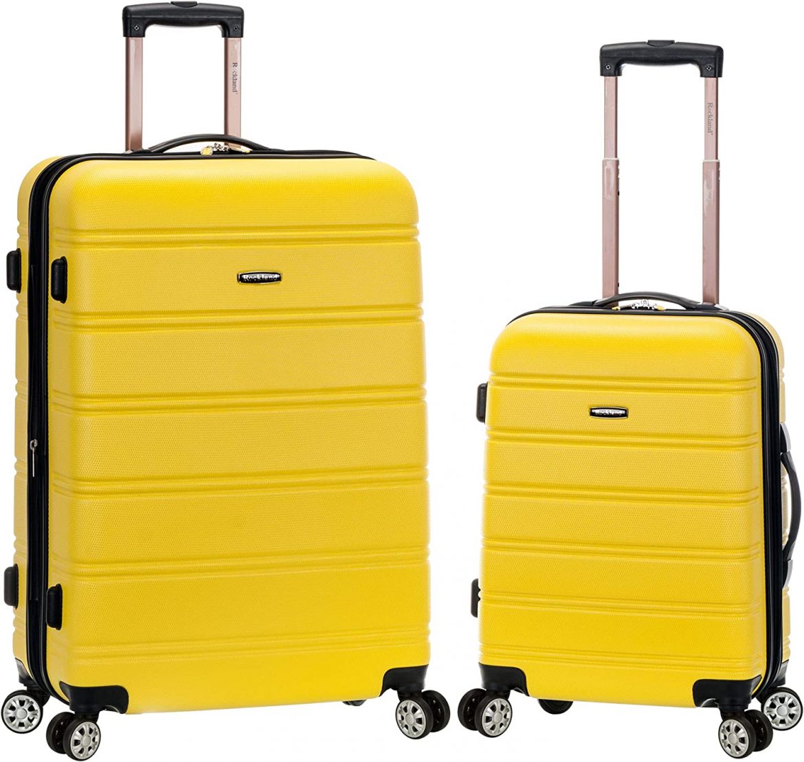 Rockland Unisex Adults Hardside Expandable Spinner Luggage Set, Yellow, 20″/28″, Pack of 2